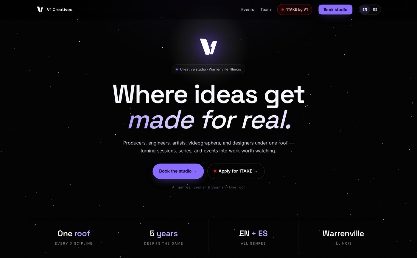 V1 Creatives homepage